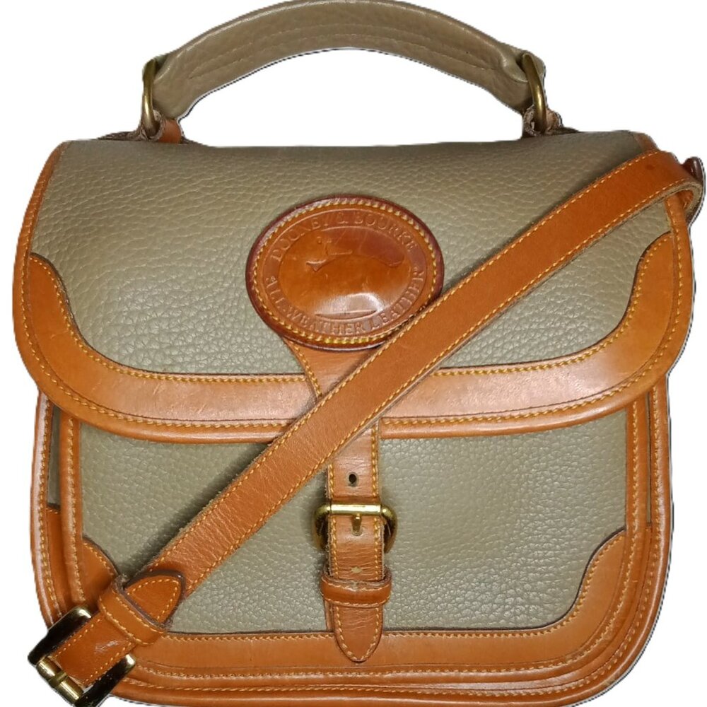 Vintage Dooney & Bourke R123 Surrey Pony Express Handbag Crossbody Satchel Taupe